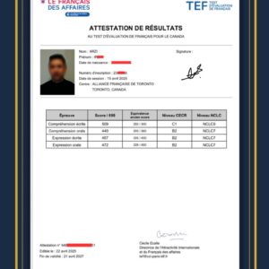 Buy Genuine tef Certificate in Canada