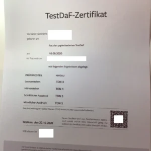 Buy TestDaf certificate without exam